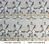 Handblock Printed Boho Throw Floral in Black & Mustard on Luxe Thick Linen Fabric -  NAKSHATRA