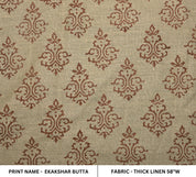 Ekakshar Butta  Indian Hand Blocked Linen Fabric, Organic And Sustainable Fabrics  Home Decors Upholstery & Interior Pillow Covers
