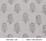 Handmade Block Print Pure Linen Fabric ZURI