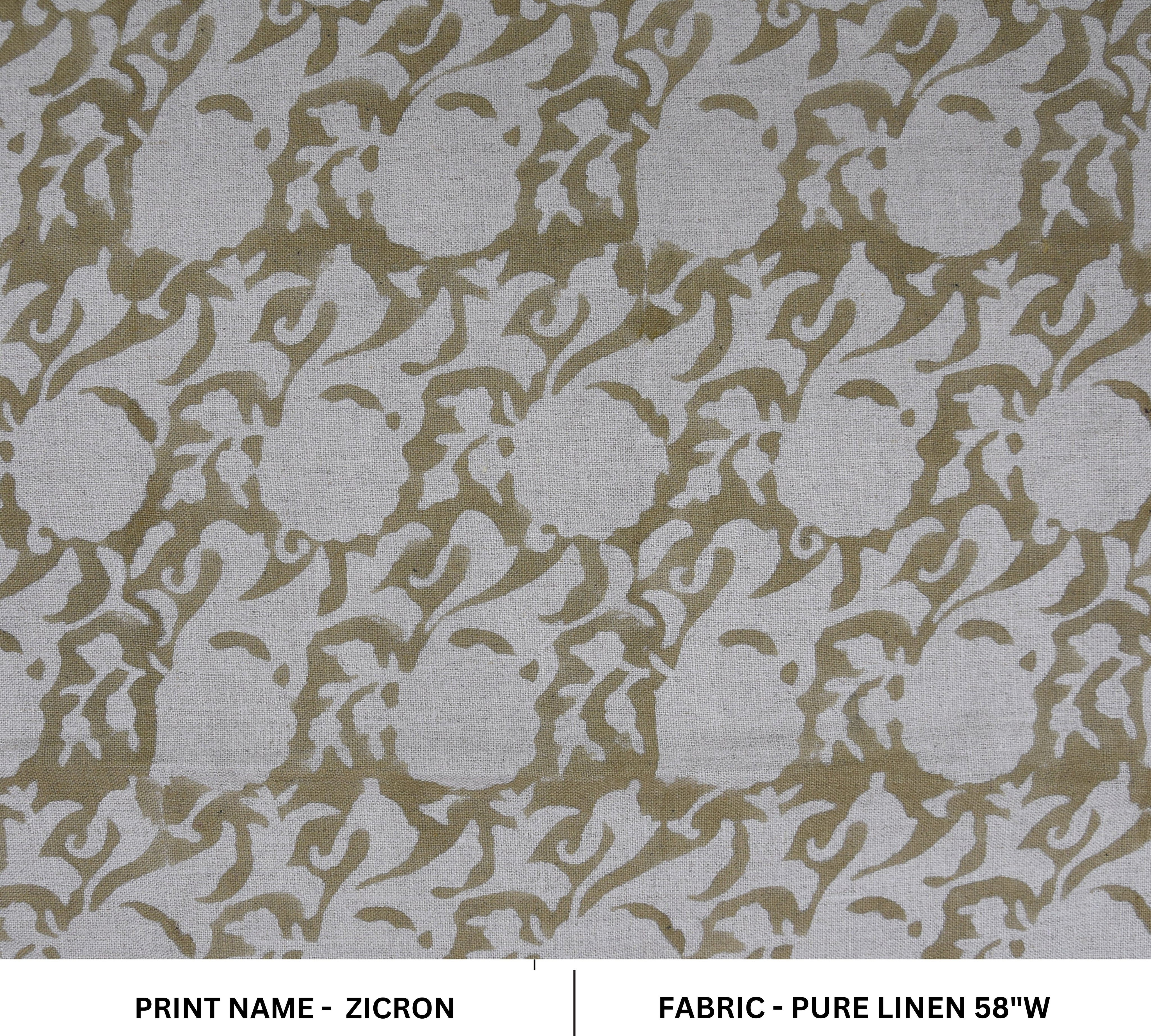 Pure Linen 58" Wide, block print fabric, upholstery, Modern fabric, Linen by yard, Home decor Handloom Linen - Zircon