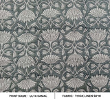 Hand Block Print Thick Linen Fabric ULTA KAMAL