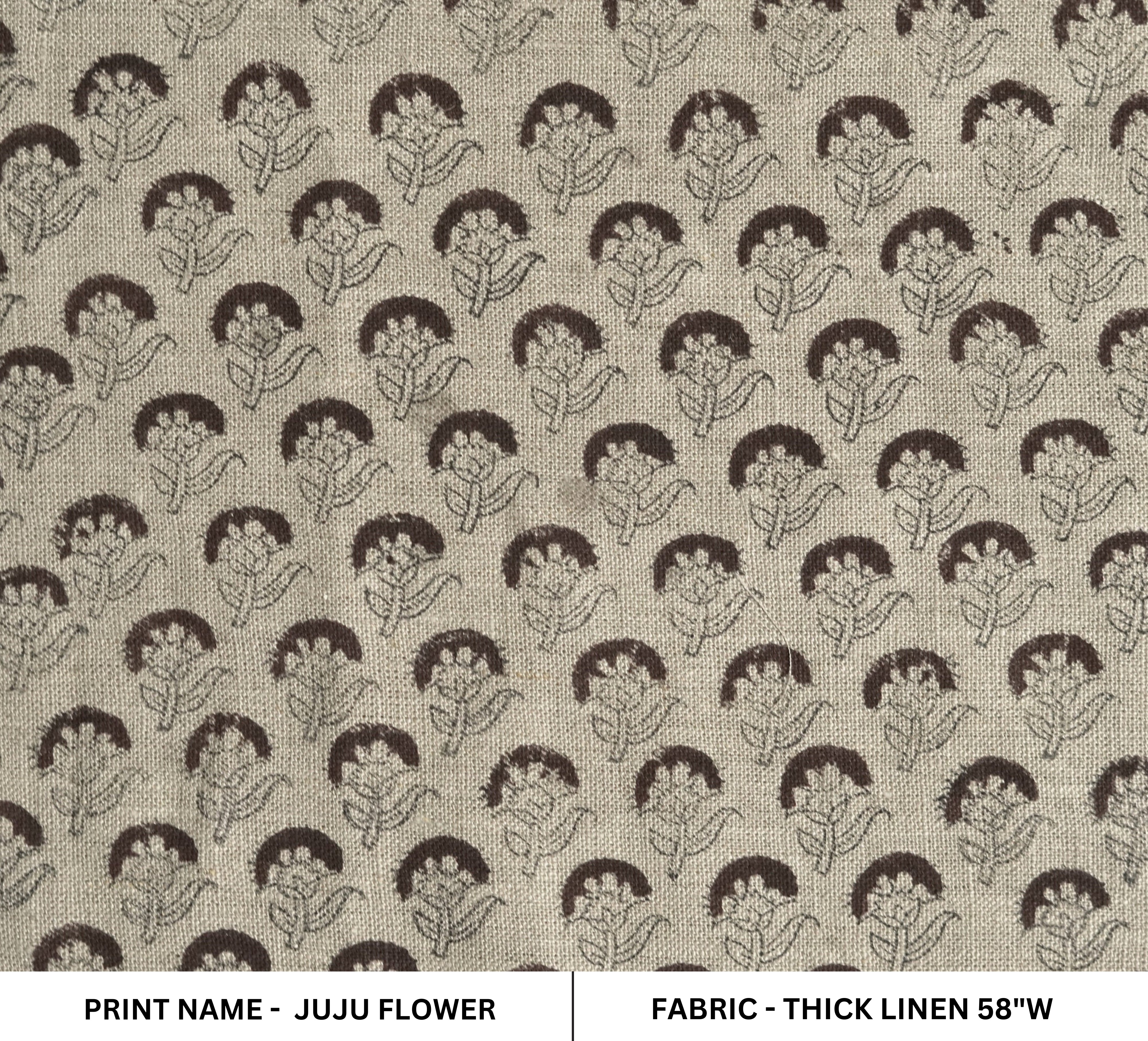Juju Flower  Fabric With Flowers, Designer Block Print Fabric, Linen Fabric