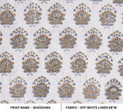 Bheeshma  Floral Heavy Linen Fabric Designer Indian Hand Block Print Heavy Fabric Pillowcases Linen Upholstery Block Printing