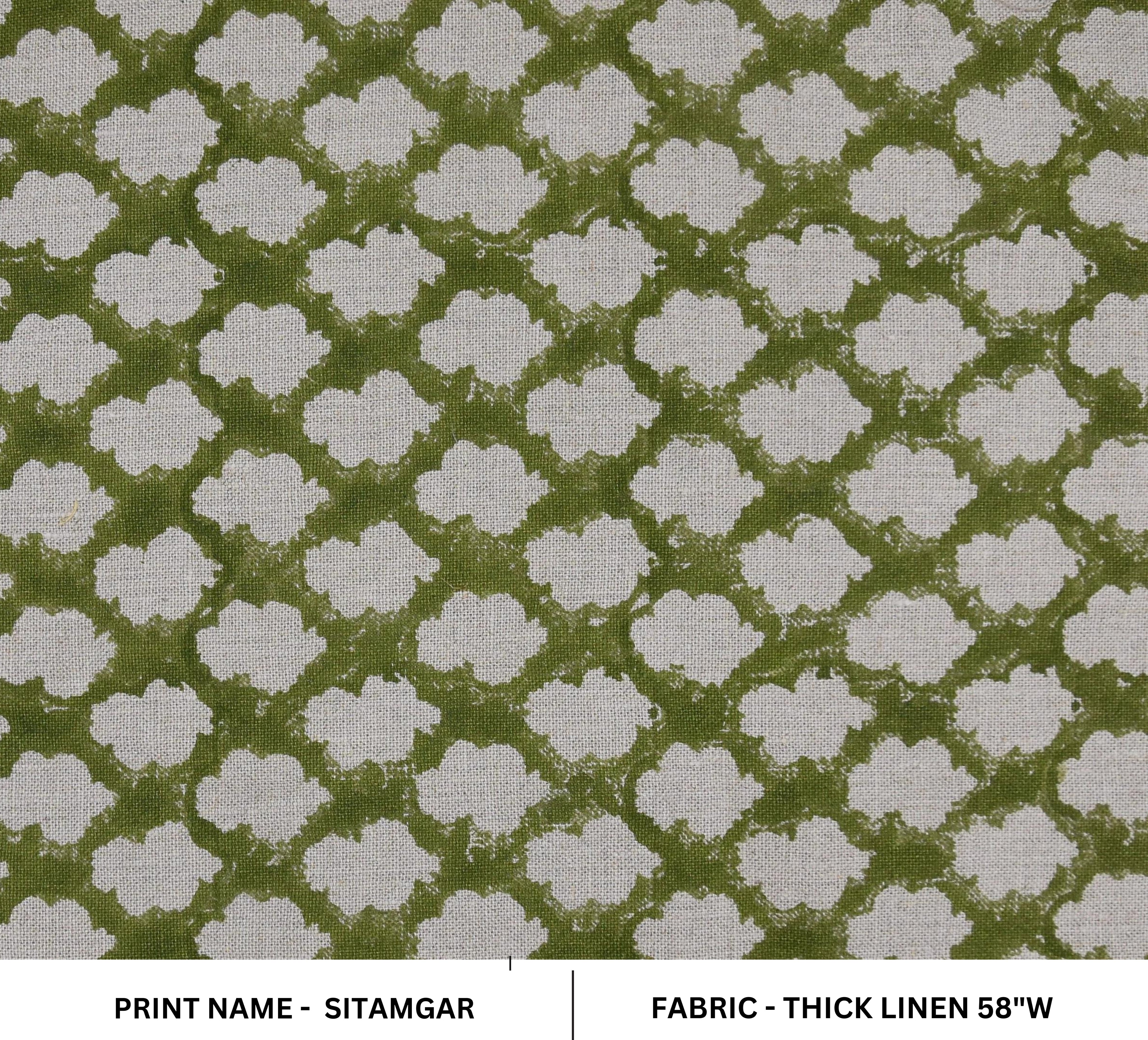 Block print Thick Linen 58" Wide, handloom indian fabric, Linen Napkins, pillow cover, upholstery, boho fabric -Sitamgar