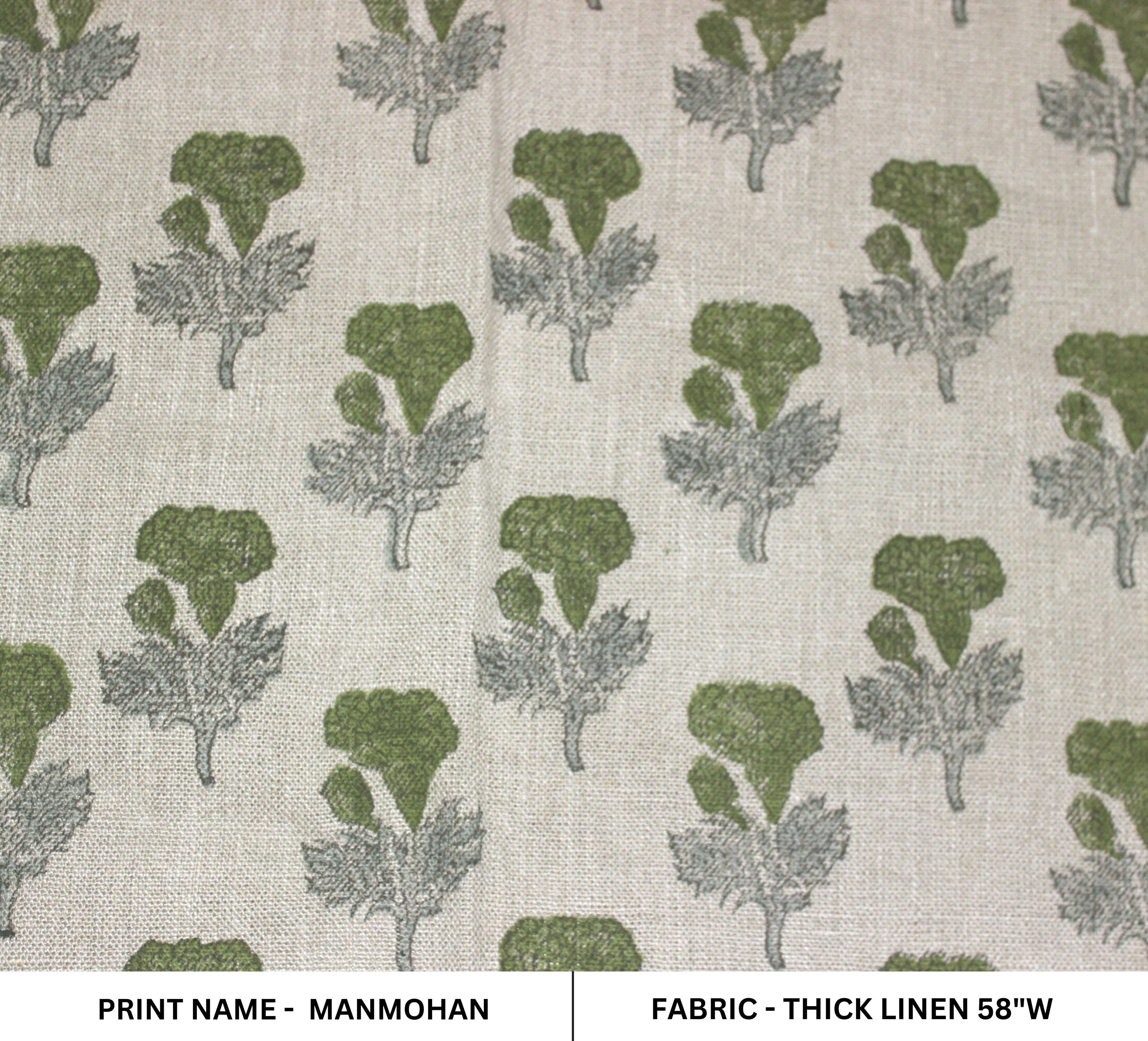 Block Print Linen Fabric, Manmohan  Pure Linen Fabric, Handmade Indian Block Print Fabric, Linen Running Fabric, Heavy Weight Handloom Fabric, Natural Linen By Yard