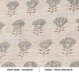 Indian Hand Block Printed Gray and Brown Fabric in Thick Linen For Living Room - Kohinoor
