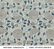 Block Print Linen Fabric, Karwachauth Skyblue  Heavy Weight Natural Linen Block Print Fabrics  Decors Fabric By The Yard  Floral Pillow Fabric & Interior Pillow