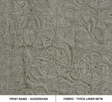 Handmade Throw Wooden Block Printed Gray Floral Thick Linen Cushion Fabric - SUDARSHAN JAAL