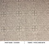 Handmade Art Block Printed Elegant Gray Mini Floral Curtains Fabric in Thick Linen - CHUNARI