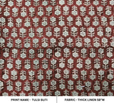 Handmade Maroon and Gray Floral Boho Throw Cushion Cover Fabric on Thick Linen – Tulsi Buti