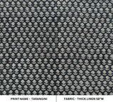 Hand Crafted Block Print Thick Linen Fabric TARANGINI