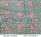 Hand block print pure linen fabric CHUDAMANI