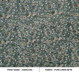 Handcrafted Block Printed Custom Green and Gray Floral Pillow Fabric in Pure Linen - HIMACHAL