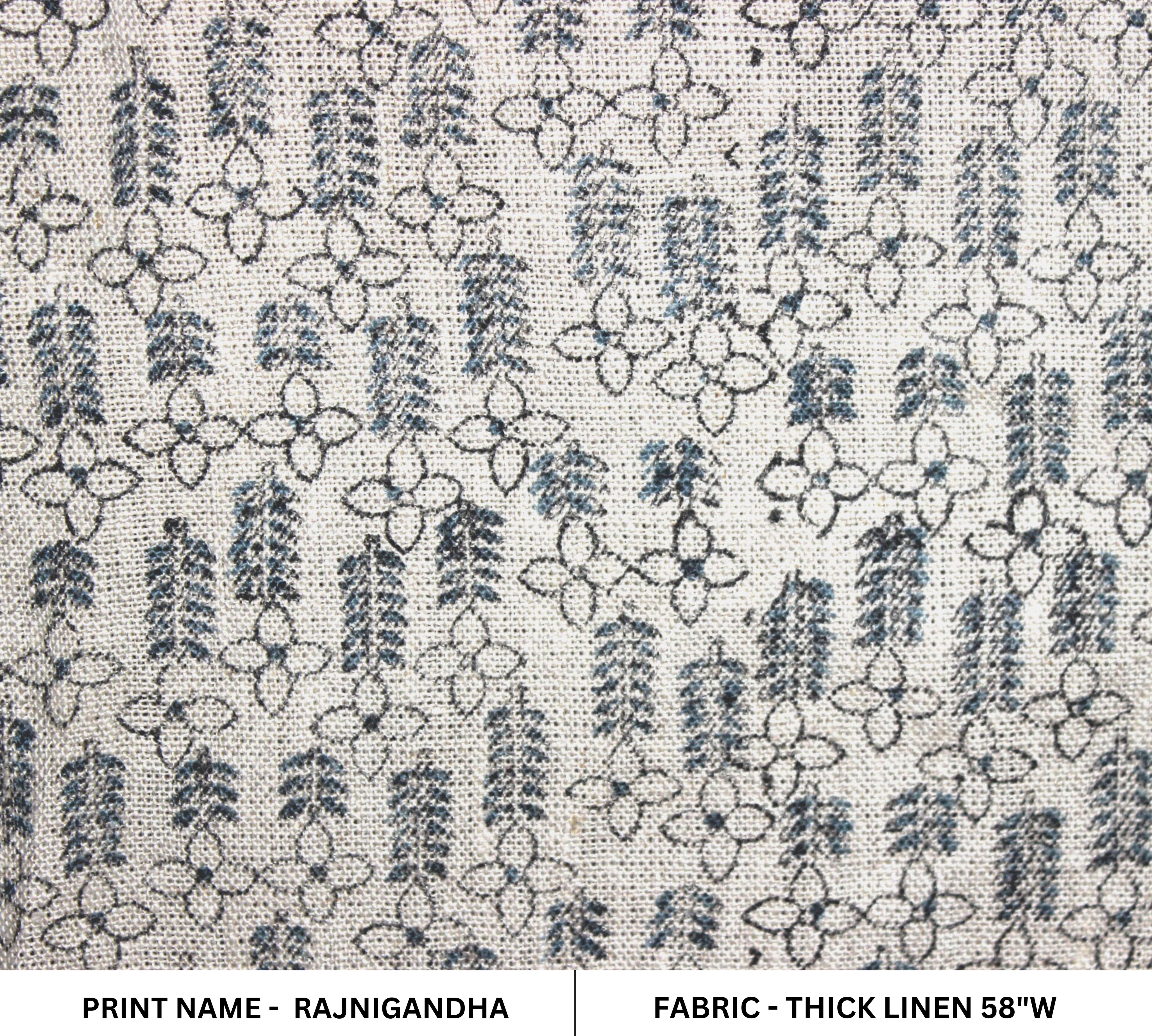 Block Print Linen Fabric, Rajnigandha  Hand Block Print Fabric  Natural Linen & Pure Cotton Fabrics  Fabric By The Yards  Indian Running Fabrics