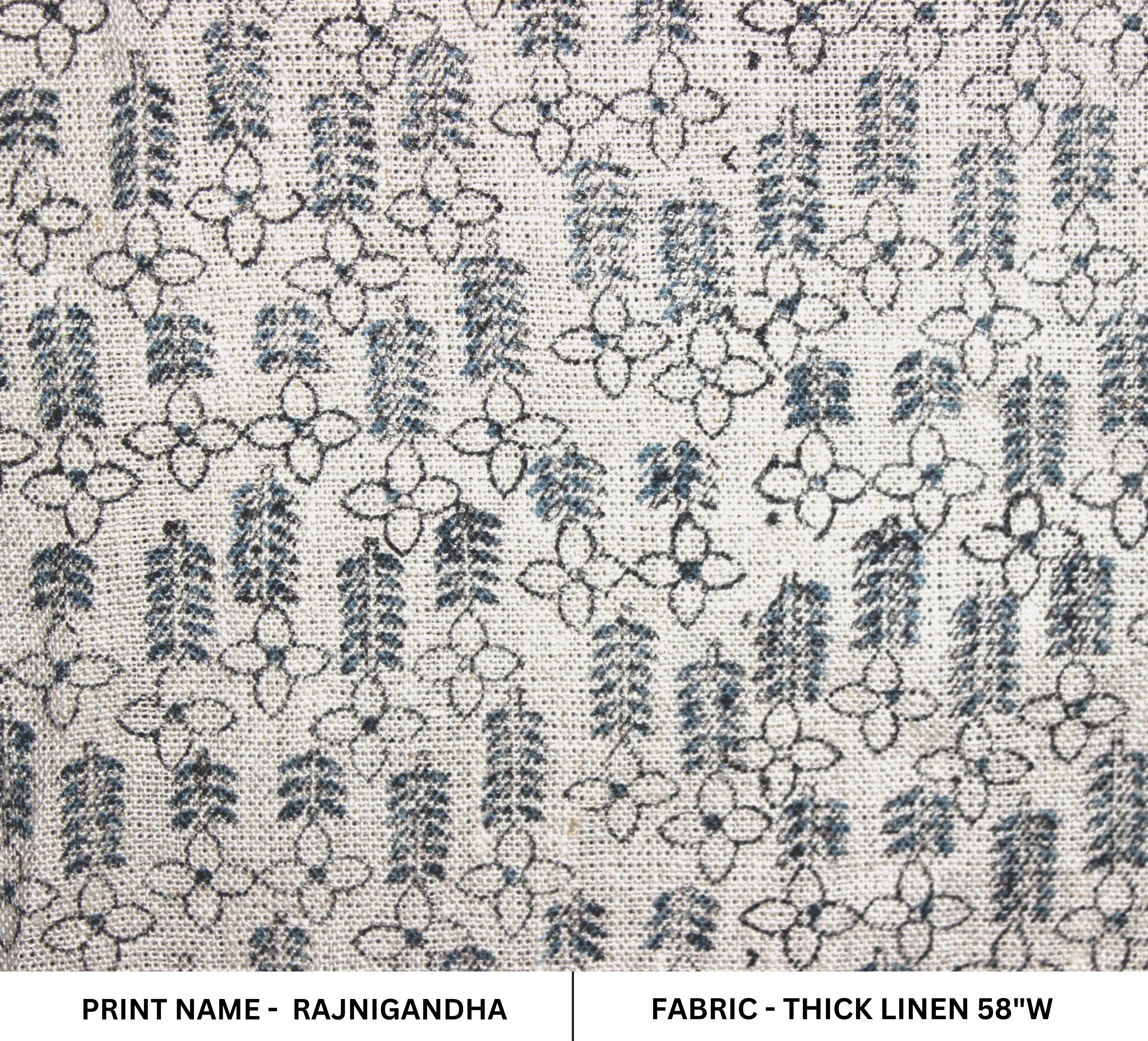 Block Print Linen Fabric, Rajnigandha  Hand Block Print Fabric  Natural Linen & Pure Cotton Fabrics  Fabric By The Yards  Indian Running Fabrics