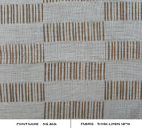 Handmade Block Print Thick Linen Fabric ZIG ZAG