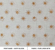 Happy Bloom  Hand Block Print Pure Linen Fabric  Upholstery Fabric By The Yard  Handmade Floral Block Print