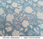 Block Print Linen Fabric, Rameshwaram Sky Blue Fabric, Block Print Linen Fabric, Latest Print On Etsy, Pillow Fabric, Cushion Fabric, Upholstery Fabric, Home Decor