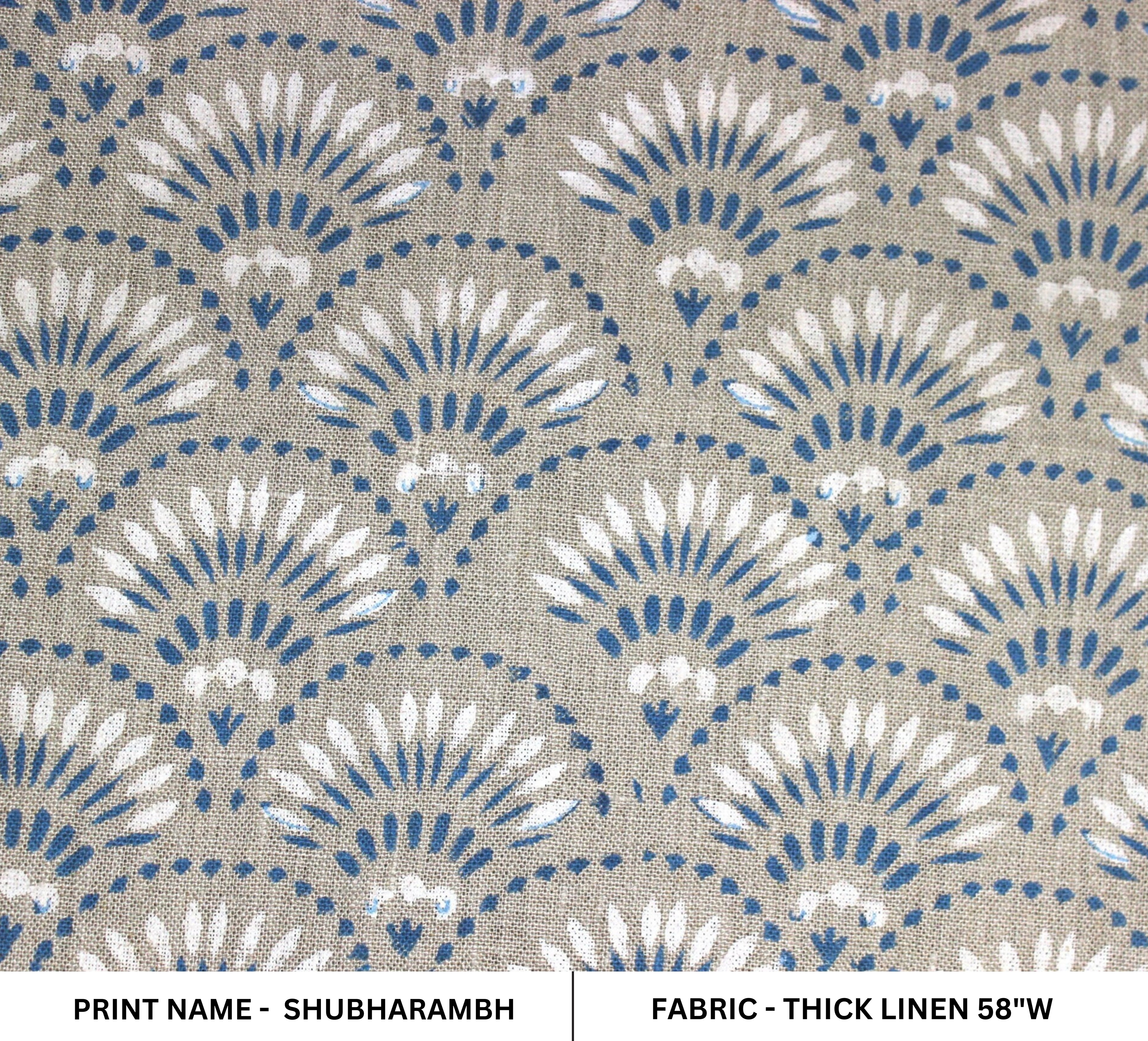 Block Print Linen Fabric, Shubharambh  Hand Block Indian Art On Heavy Handloom Linen Fabric, Upholstery&Pillow Cover Fabric By The Yard  Handmade With Natural Dyes