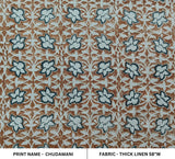 Hand Block print Thick Linen fabric CHUDAMANI