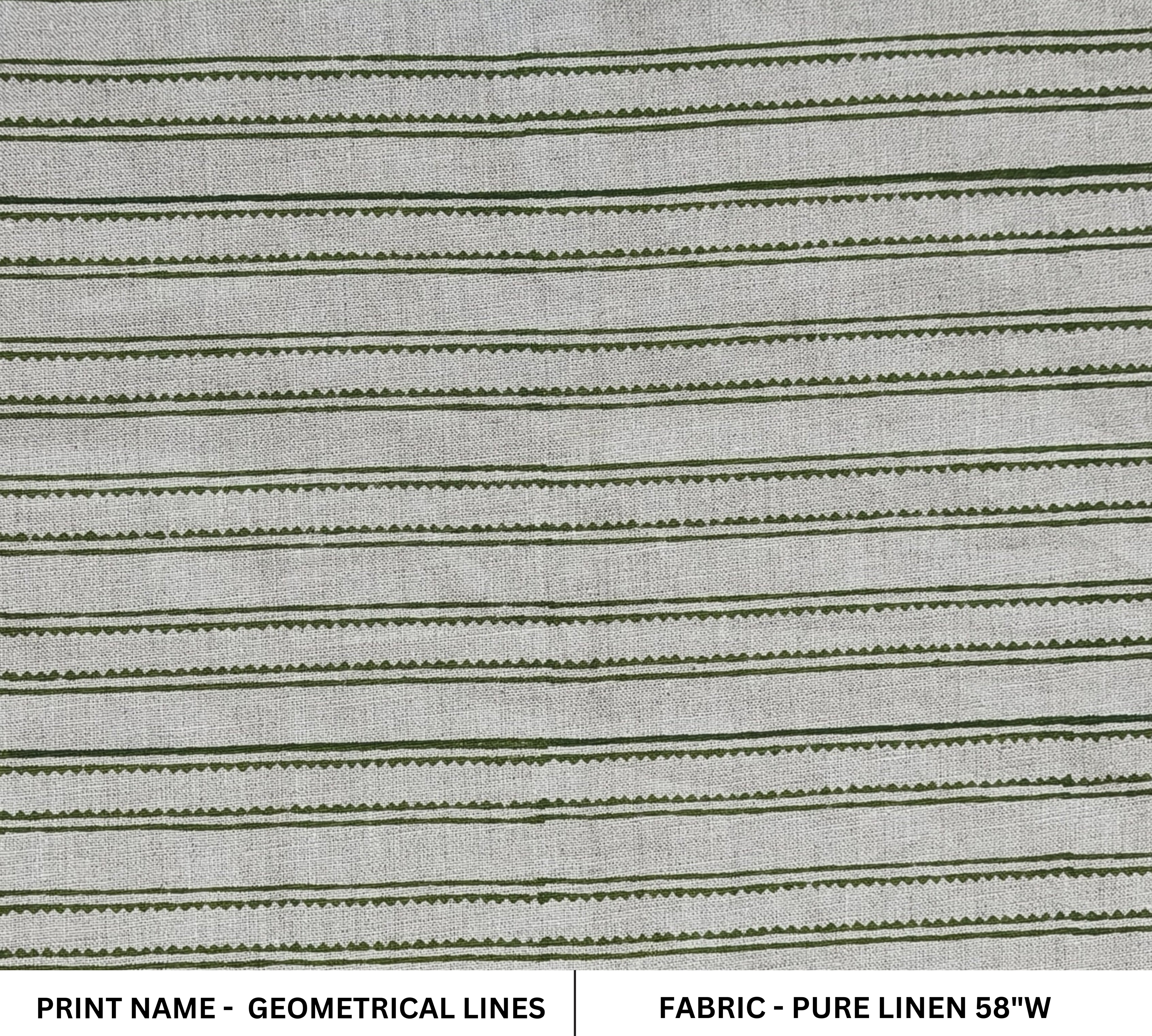 Geometrical Lines  Green Block Print Fabric, Indian Fabric, Stripe Heavy Linen Fabric, Upholstery Striped, Hand Blocked Cushion Throw 