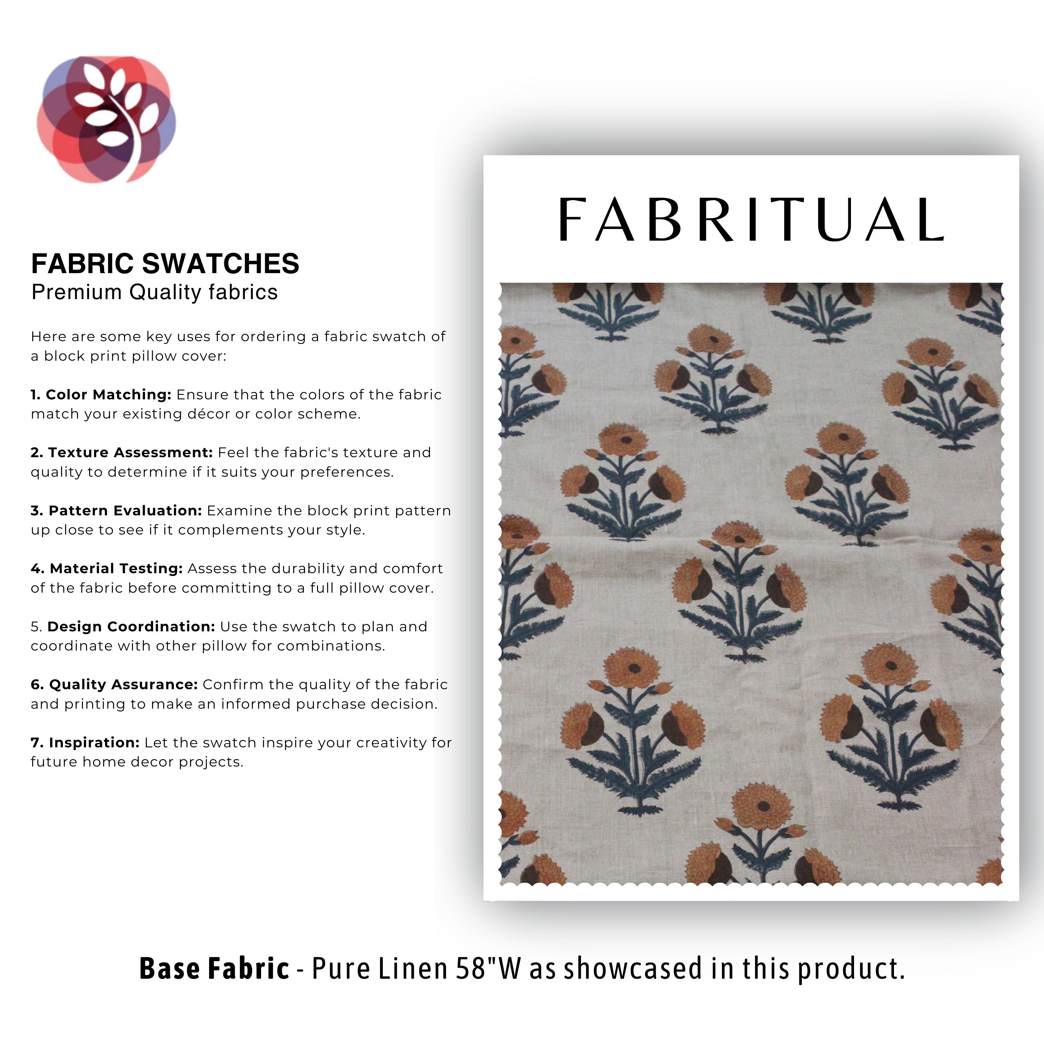 Badshah  Decor Linen,Summer Floral Pattern Hand Block Print Running Fabric Natural Fiber Fabric  Sold By The Yard, Upholstery, Curtain