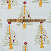 HAND BLOCK PRINT COTTON FLORAL YELLOW LIVING DECOR CURTAIN AND PILLOWS - CHRISTMAS TREE