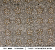 Linen Block Print Fabric 58 Inch Width Heavy Weight Linen Natural Base Color Curtains and Drapes Upholstery Handmade Art Pillow Covers Tablecloths and Runners Bedding Tote Bag Lampshades Napkins by Fabritual