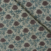 HAND BLOCK PRINT LINEN FABRIC VISCOSE FOR DRAPERY AND CURTAIN FLORAL INDIAN LINEN FABRIC - KHUBSURAT