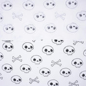 Handmade Black Skeleton Print Table Runner Elegant Fabric on Thick Cotton White for Halloween Decor