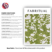 Block Print Pure Linen 58" Wide, Handloom Indian fabric , floral pillow print, upholstery, linen by yard - Firoza Green