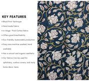 Amrit Vela  Floral Linen Hand Block Fabric  Indian Fabrics Printed Linen & Cotton By The Yard  Natural And Organic Fabrics