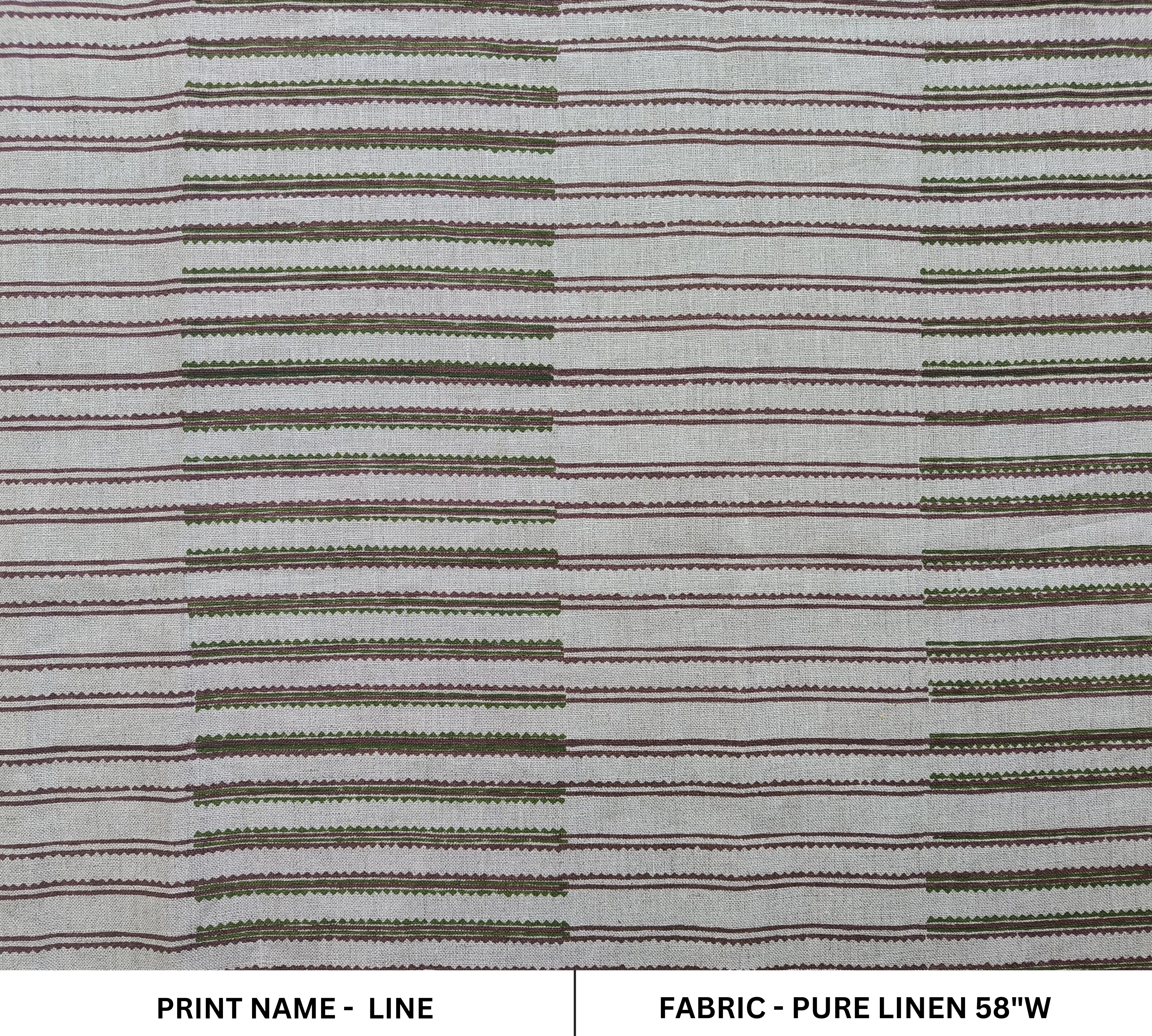 Block Print Linen Fabric, Line  Linen Stripe Fabric, Block Print Linen Handloom Fabric, Indian Block Fabric,