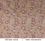 Handblock Printed Throw Boho Mustard and Red Floral Pure Linen Fabric For Living Room - NAAYAB