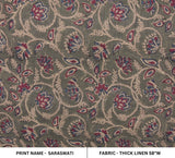 Indian Block Printed Throw Boho Red and Blue Floral Handmade Thick Linen Fabric – SARASWATI