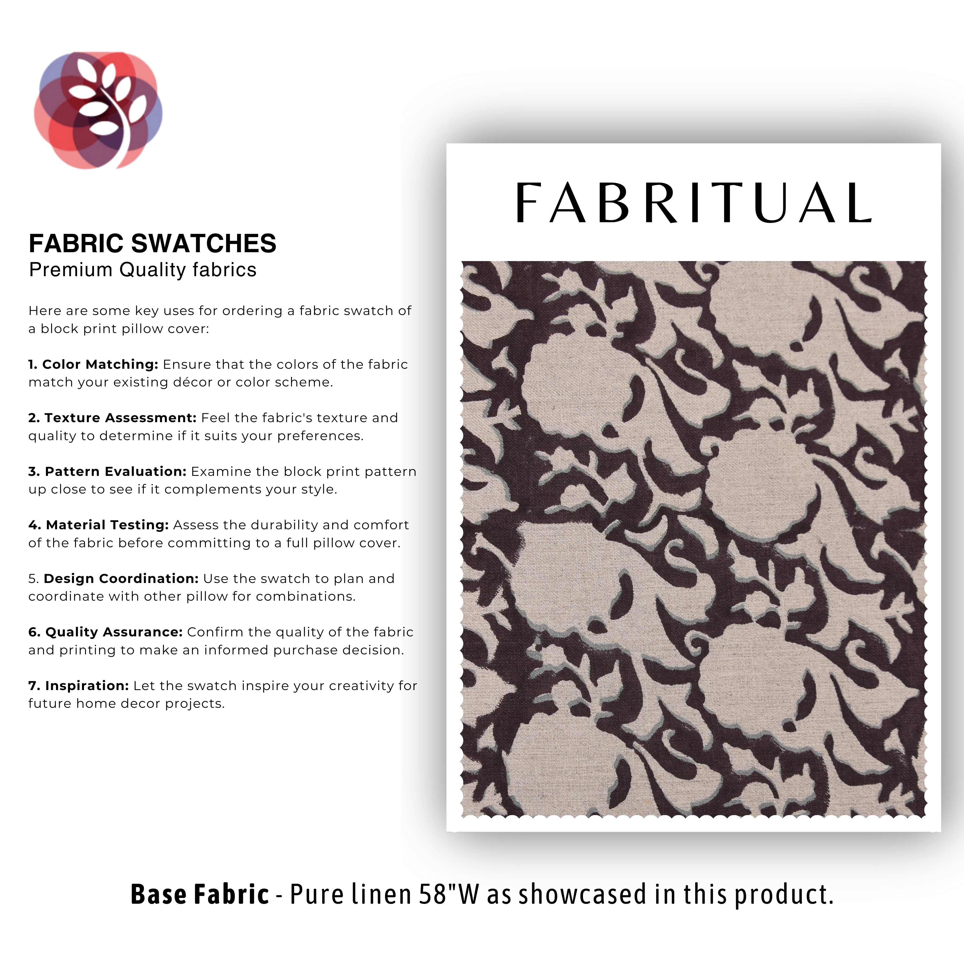 Window curtains linen fabric, pure linen block print fabric 58" wide, handmade art for home decor, Indian linen fabric - ZICRON