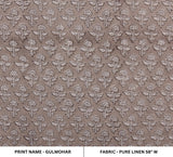 Handmade Silver Floral Pure Linen Block Printed Eco-Friendly Boho Cushion & Throw Fabric - Gulmohar
