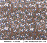 HEART VINE Hand Block Print Thick Linen Fabric