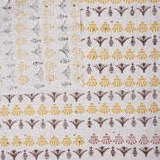 Indian Hand Block Mustard and Brown Floral Fabric on Pure Linen for Tabel Cover - Hastatkala