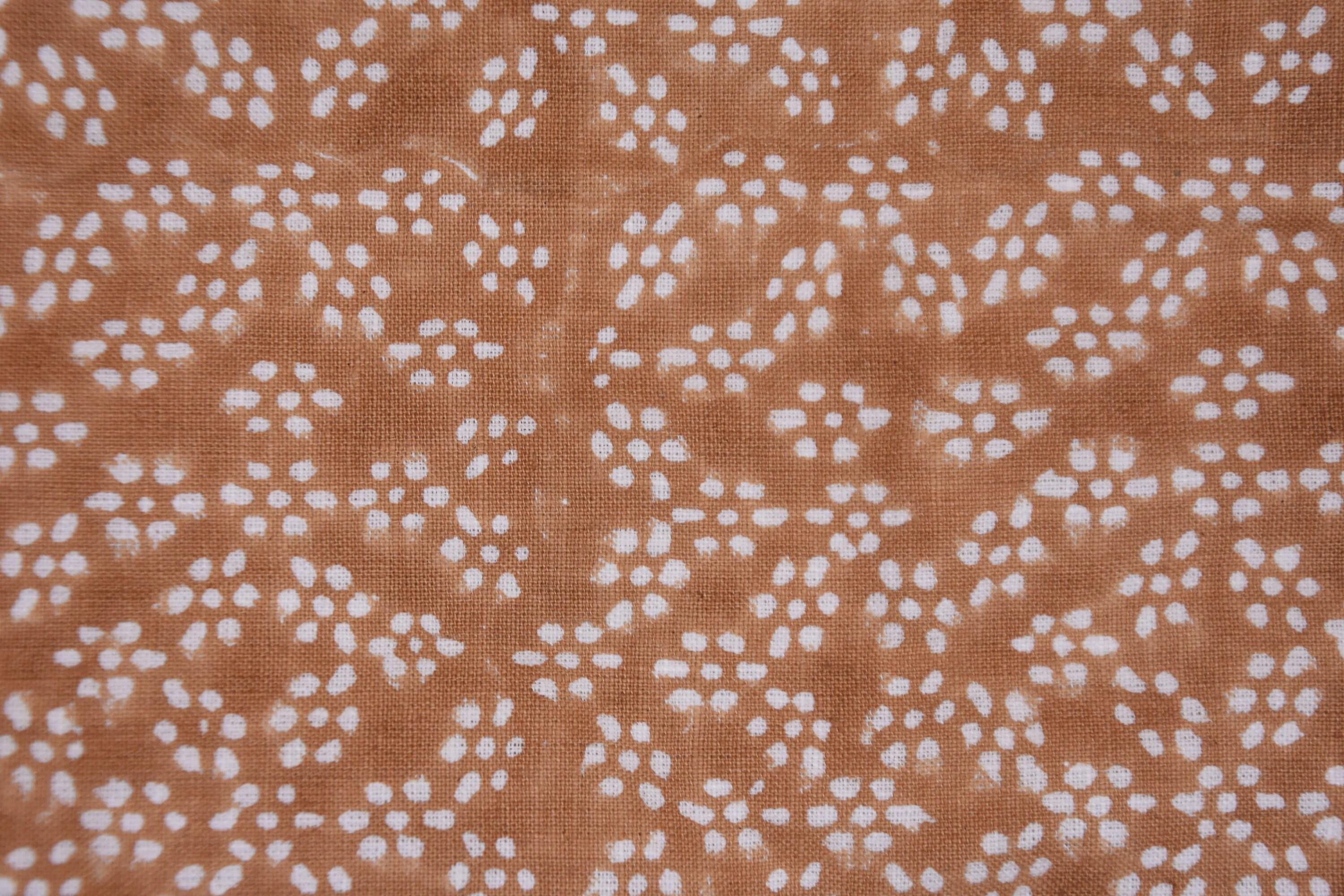 Handcrafted Block Print Thick White Cotton Coconut Mini Dots Floral Fabric for Napkins & Tote Bags - OLA VRISHTI