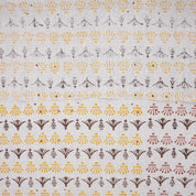 Indian Hand Block Mustard and Brown Floral Fabric on Pure Linen for Tabel Cover - Hastatkala