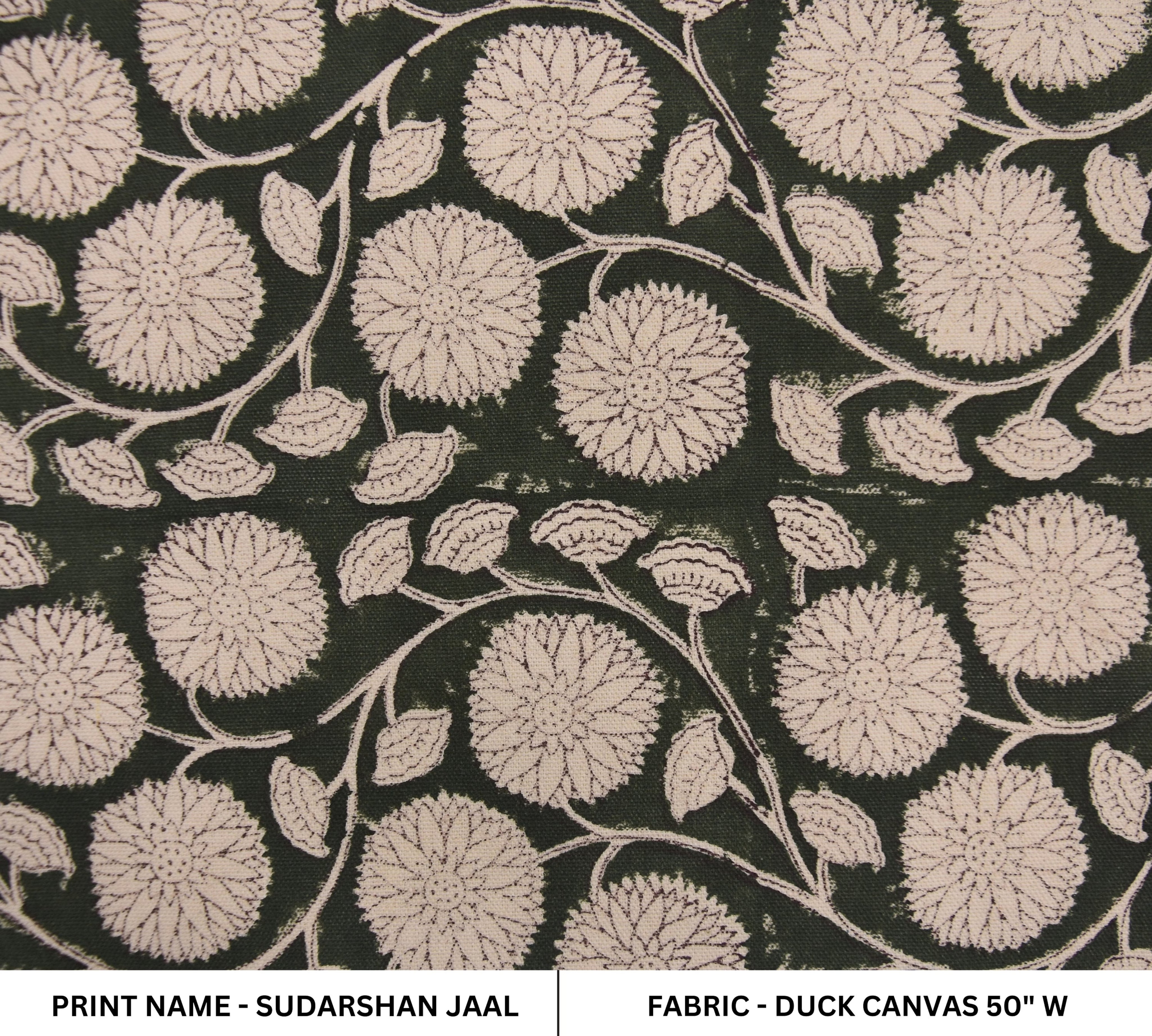 Block print window curtains, duck canvas 50" wide, Indian linen fabric, handmade block print cushion cover, pillows - SUDARSHAN JAAL