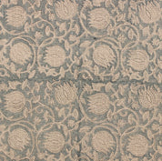 Handmade Artisan Block Printed Thick Linen Beige and Gray Floral 58" Wide Fabric For Tablecloths – Kamal Jaal