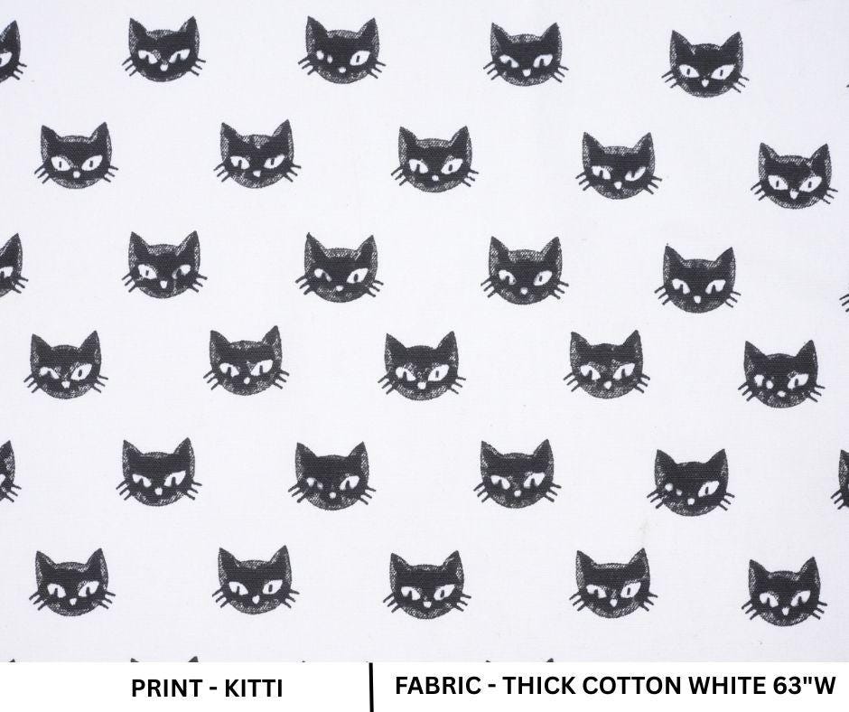 Thick Cotton White Black Kitti Block Printed Cushion Cover for Table Cover & Cushion Cover