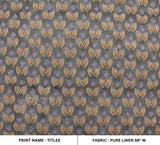 Hand-stamped Block Printed Brown Floral Premium Pure Linen Fabric For Home Decor - TITLEE