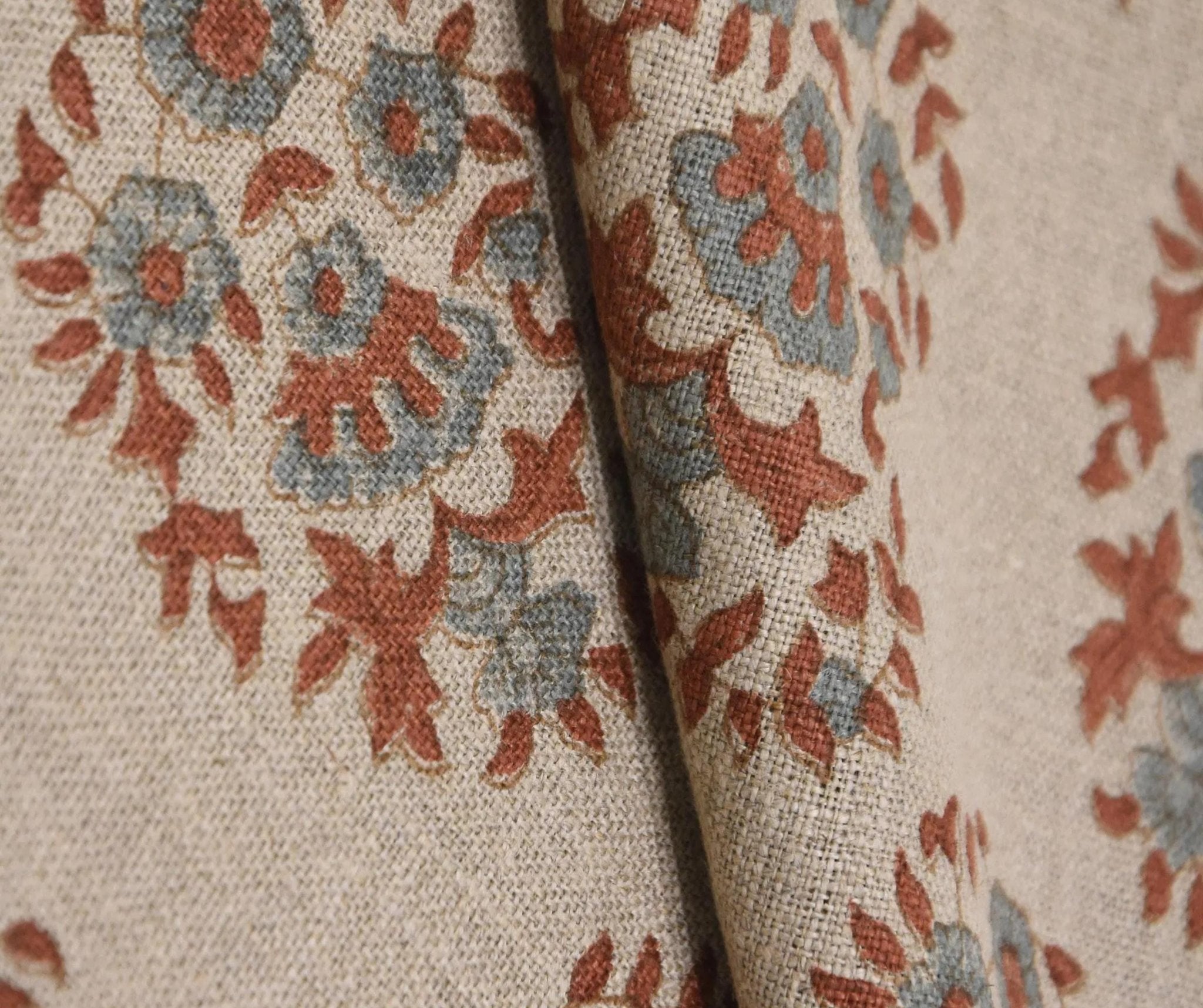 Linen Pillow Cover  Fabric 58 Inch Width Heavy Linen Natural Base Color Curtains and Drapes Upholstery block print Tablecloths and Runners Bedding Tote Bag