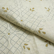 Fabritual Artisan Linen with Hand Block Prints, Ideal for Boho Home Styling Vintage-Inspired Block Printed Linen Fabric for Upholstery and Bed Covers Heavy Linen with Floral Block Prints, Great for Decorative Pillow Covers .