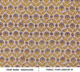 Hand Block Printed Yellow Floral Throw 100% Custom Premium Soft Pure Linen Fabric - MADHUVAN