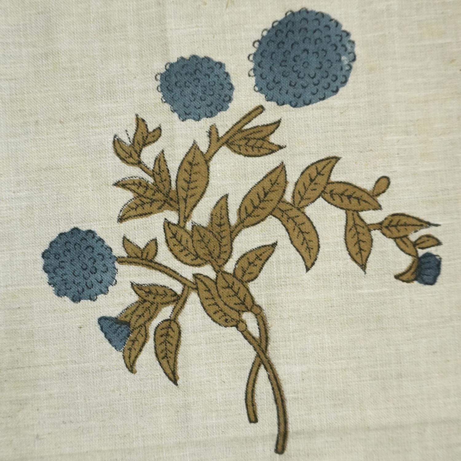 Linen Block Print Fabric Linen Blend 58 Inch Width Light Weight Linen Natural Base Color Curtains and Drapes Upholstery Handmade Art Pillow Covers Tablecloths and Runners Bedding Tote Bag Lampshades Napkins by Fabritual