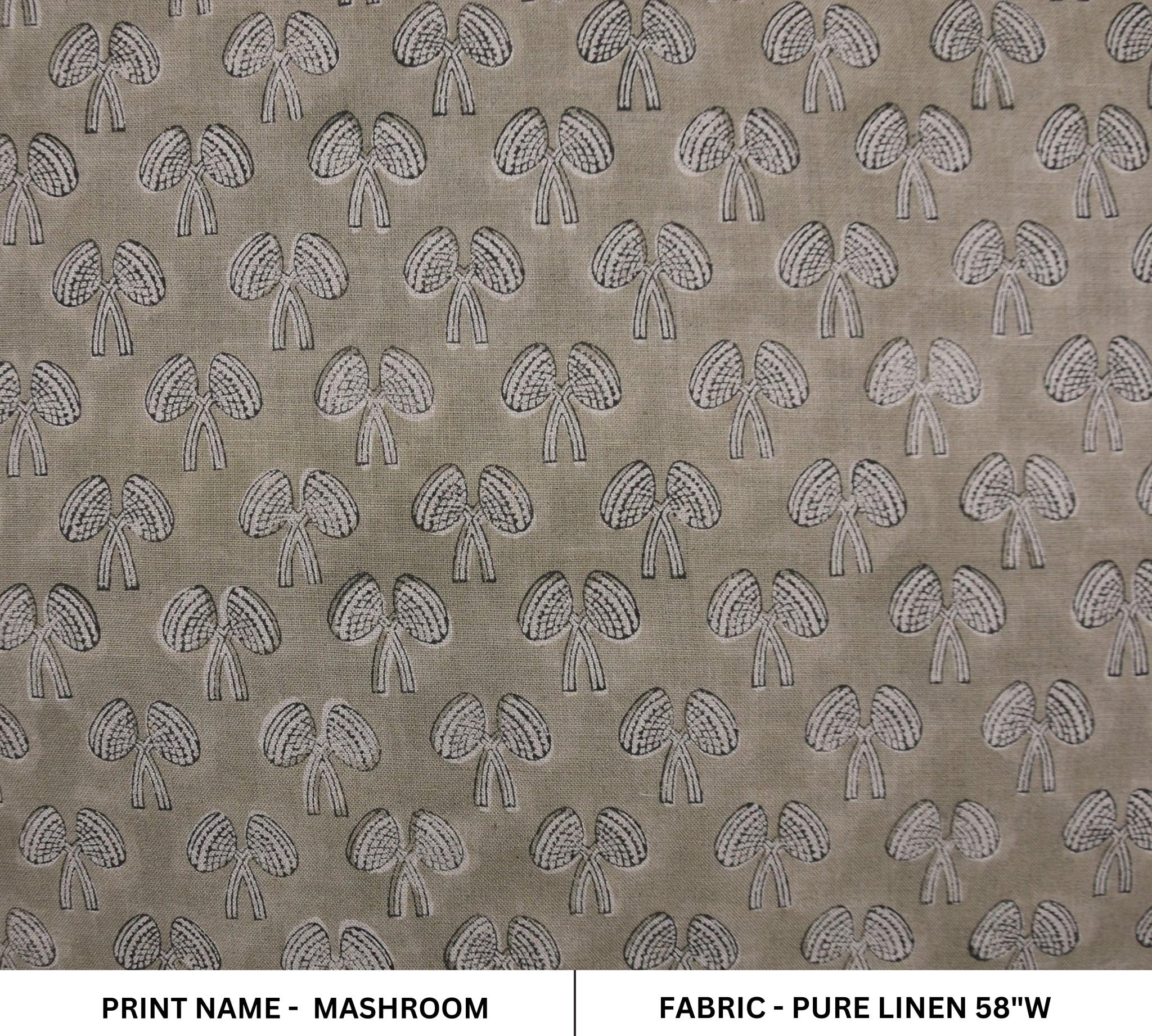 Fabric for window curtains, pure linen 58" wide, premium fabric for pillow cover, cushion cover, table napkins - MASHROOM